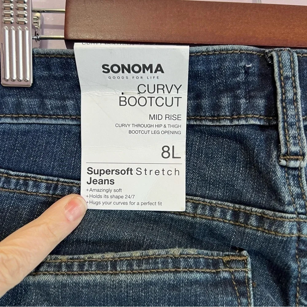 NWT SONOMA KOHLS Curvy Boot Cut Mid Rise Supersoft Stretch Jeans Size 8 Long